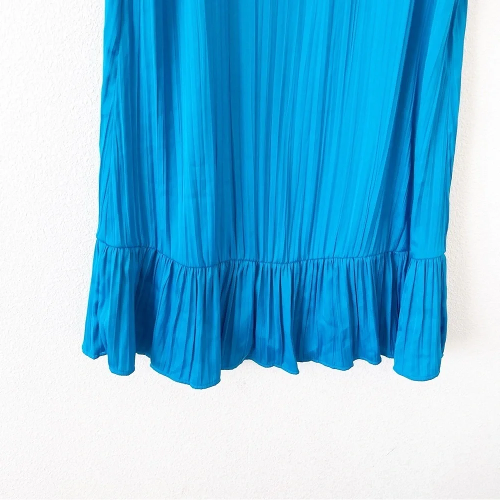 Anthropologie Maeve Blue Pleated Tunic Mini Dress Boho Babydoll